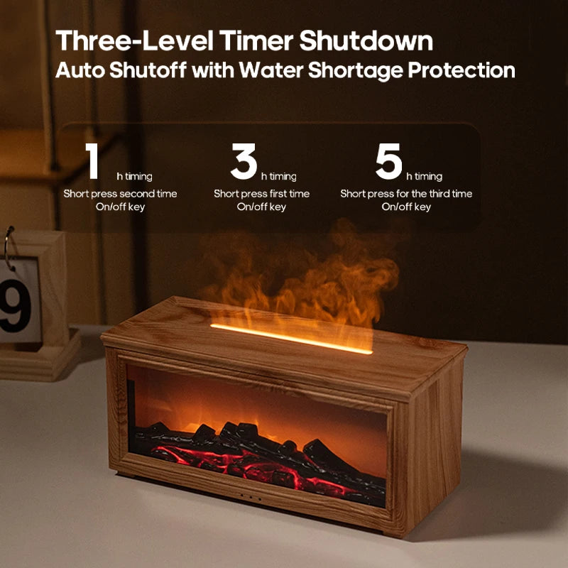 Simulated Fireplace Flames Aroma Diffuser Aromatherapy Essential Oils Ultrasonic Air Humidifier Sprayer Remote Controls